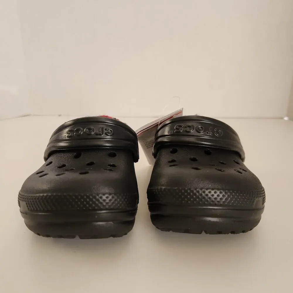 Crocs Kids Classic Lined Clog, Buffalo Plaid/Black/Varsity Red 1, 4 Toddler